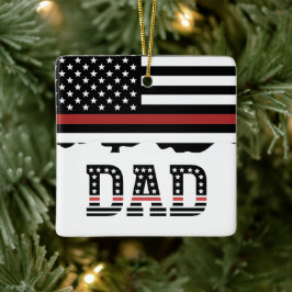Adorno De Cerámica Dad Thin Red Line Firefighter Dad Ceramic