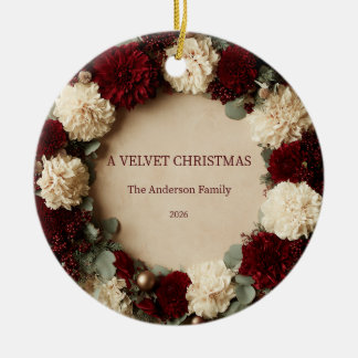 Adorno De Cerámica Dahlia de Navidad de terciopelo personalizada para