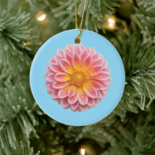 Adorno De Cerámica Dahlia rosa y gotas de excremento