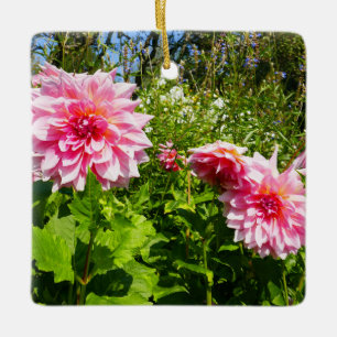 Adorno De Cerámica Dahlias rosadas (gota de Otto)