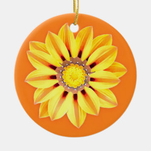 Adorno De Cerámica Daisy africano / Gazania - Naranja y amarillo