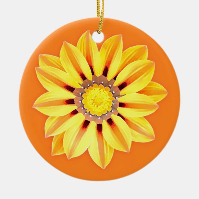 Adorno De Cerámica Daisy africano / Gazania - Naranja y amarillo (Frente)