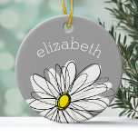 Adorno De Cerámica Daisy de moda con gris y amarillo<br><div class="desc">Una obra de arte zen y caprichosa,  hipster. Puede añadir un nombre,  un monograma u otro texto personalizado. Si necesita mover el dibujo,  haga clic en el botón personalizar para realizar cambios.</div>
