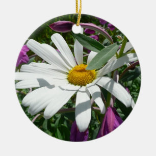 Adorno De Cerámica Daisy y Fireweed Wildflower