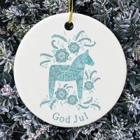 Dala Sueca Horse God Jul Verde azulada White