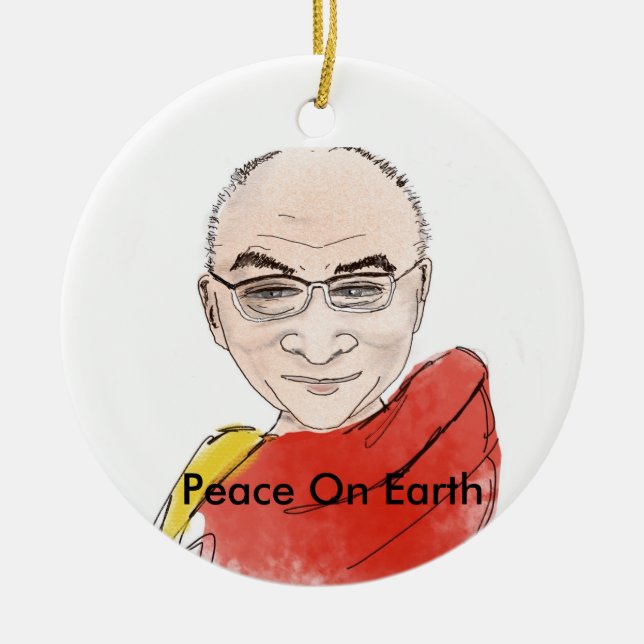 Adorno De Cerámica Dalai Lama - paz en la tierra (Frente)