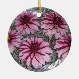 Adorno De Cerámica Dalias Rosas Flotantes