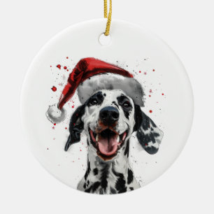 Adorno De Cerámica Dálmata Feliz Navidad Personalizado