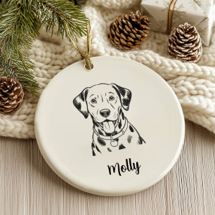 Adorno De Cerámica Dálmata Personalizado Navidad Perro