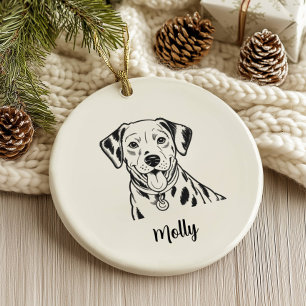Adorno De Cerámica Dálmata Personalizado Navidad Perro