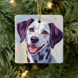 Adorno De Cerámica Dálmata | Pintura de mascota al acuarela de perro