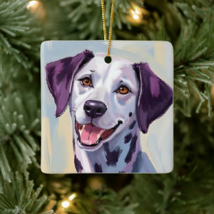 Adorno De Cerámica Dálmata Pintura de mascota al acuarela de perro