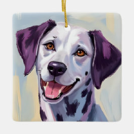 Adorno De Cerámica Dálmata | Pintura de mascota al acuarela de perro