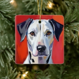 Adorno De Cerámica Dálmata | Pintura de perro Mascota Acuarela