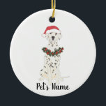 Adorno De Cerámica Dalmatiano personalizado<br><div class="desc">Haz la lista este año con un adorno personalizado de tu pequeño elfo dálmata favorito! Para los regalos más dulces,  ¡emparejételos con una impresión de arte equivalente u otro artículo de mi colección!</div>