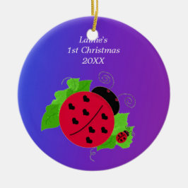 Adorno De Cerámica Dama Bug Caperucita 1er Navidad del Bebe