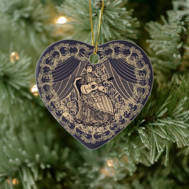 Adorno De Cerámica Dama con guitarra (Árbol)