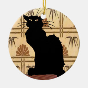 Adorno De Cerámica Dama de gato negro japonés