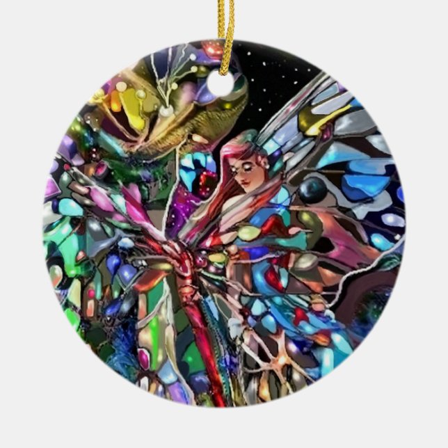 Adorno De Cerámica ¡Dama y mariposa! (Frente)