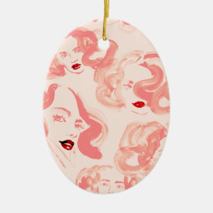 Adorno De Cerámica Damas de color rosa de té