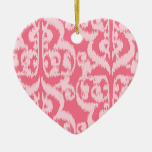 Adorno De Cerámica Damasco árabe de Ikat - tonos rosa coral