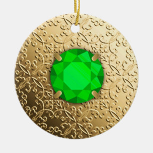 Adorno De Cerámica Damasco de oro con una falsa piedra preciosa de es