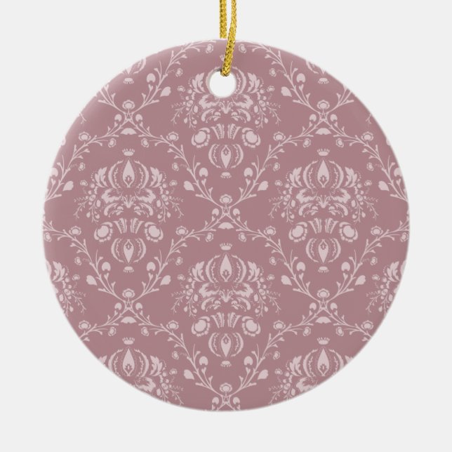 Adorno De Cerámica Damasco morado y blanco (Frente)