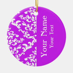 Adorno De Cerámica Damasco Purple Bold con nombre en Emporiomoffa