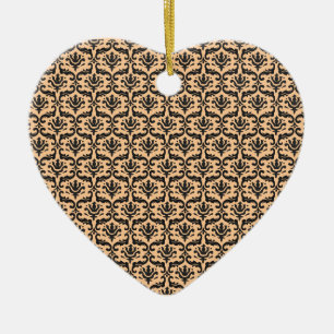 Adorno De Cerámica Damask beige y negro