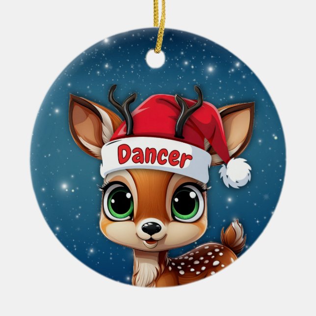 Adorno De Cerámica Dancer Baby Deer, Fawn, Doe, Reindeer 🦌🎄 (Frente)