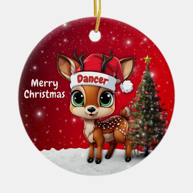 Adorno De Cerámica Dancer Baby Deer, Fawn, Doe, Reindeer🦌 🎄 (Frente)