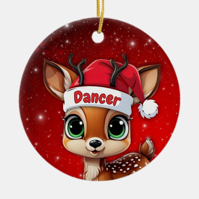 Adorno De Cerámica Dancer Baby Deer, Fawn, Doe, Reindeer🦌 🎄 (Frente)