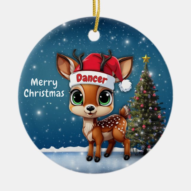 Adorno De Cerámica Dancer Baby Deer, Fawn, Doe, Reindeer🦌 🎄 (Frente)