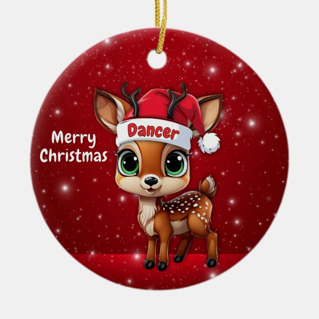 Adorno De Cerámica Dancer Baby Deer, Fawn, Doe, Reindeer🦌 🎄 (Frente)