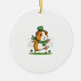 Adorno De Cerámica Dancing Guinea Pig Leprechaun St.Patrick's Day