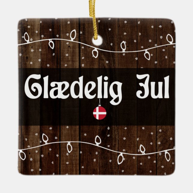 Adorno De Cerámica Danesa Feliz Navidad, Glædelig Jul Estilo Rústico (Anverso)