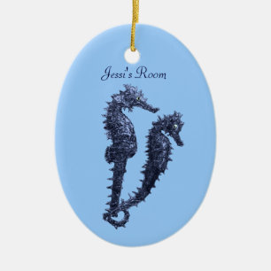 Adorno De Cerámica Danza de los Seahorses (azules) (suspensión de