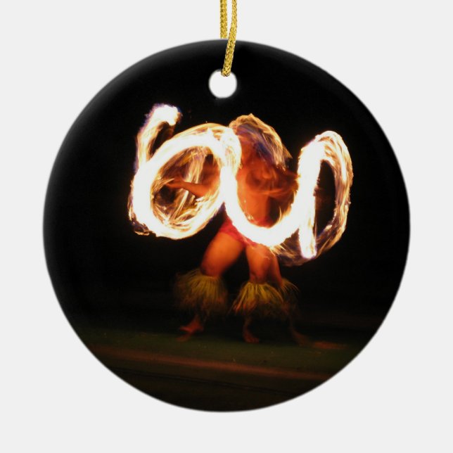 Adorno De Cerámica Danza hawaiana del fuego (Frente)