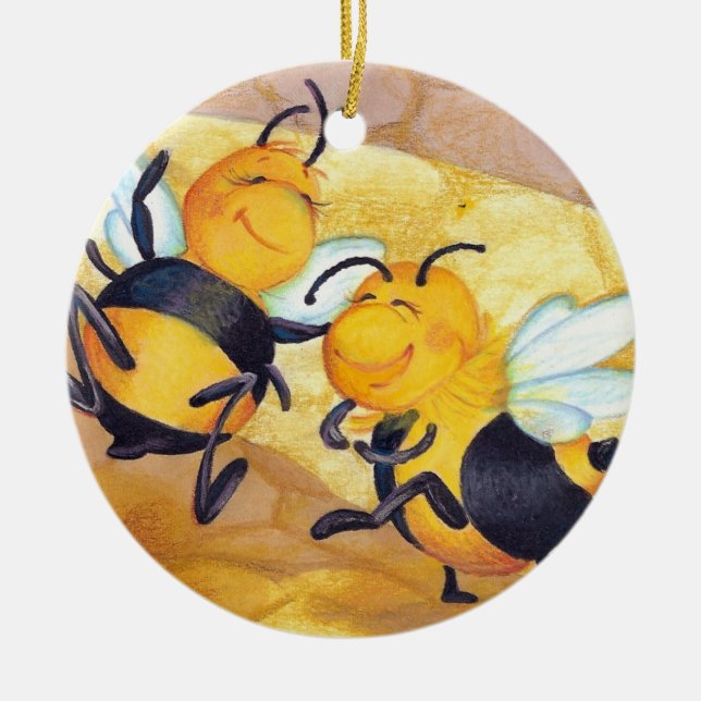 Adorno De Cerámica Danza/ornamento de la abeja de la miel (Frente)