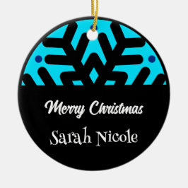 Adorno De Cerámica Dark Blue Custom Snowflake Christmas Ornament
