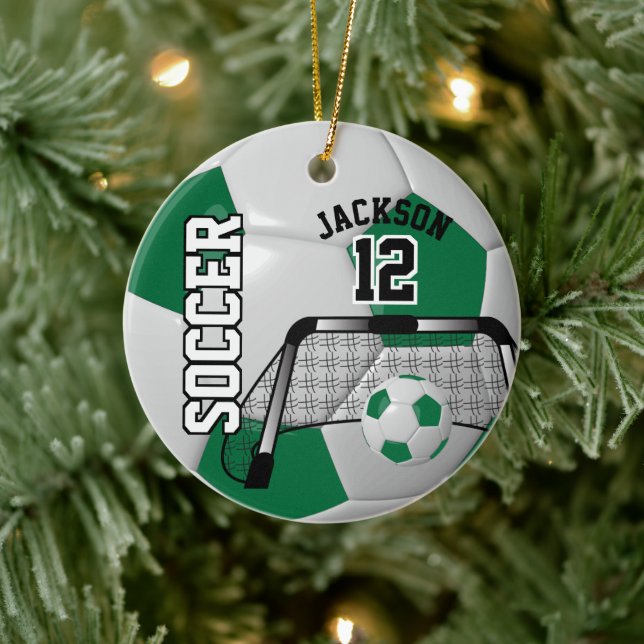 Adorno De Cerámica Dark Green Soccer ⚽ Ball 2 - Personalizar (Árbol)