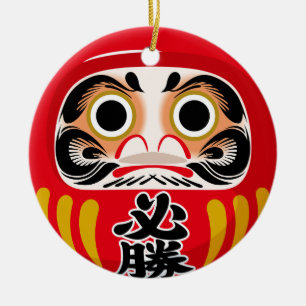 Adorno De Cerámica Daruma (encanto tradicional japonés de buena suert