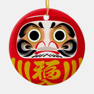 Adorno De Cerámica Daruma (encanto tradicional japonés de buena suert