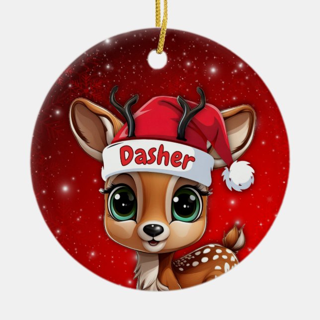 Adorno De Cerámica Dasher Baby Deer, Fawn, Doe, Reindeer🦌 🎄 (Frente)