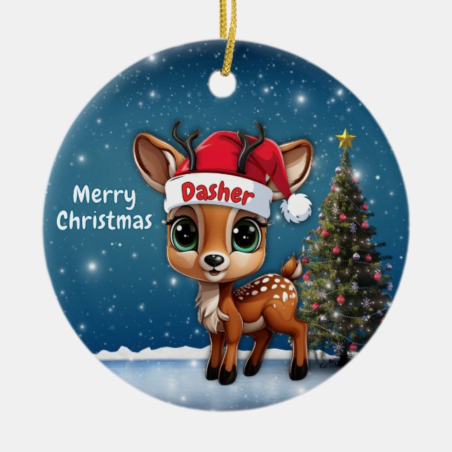 Adorno De Cerámica Dasher Baby Deer, Fawn, Doe, Reindeer🦌 🎄 (Frente)