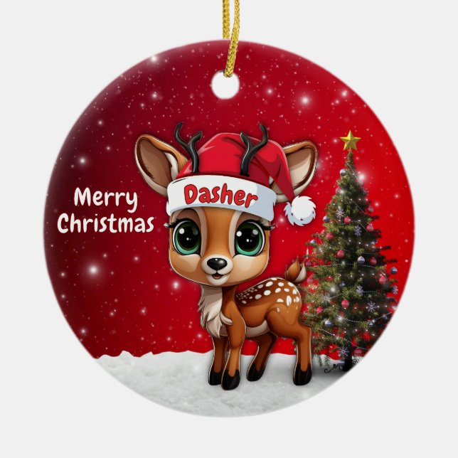 Adorno De Cerámica Dasher Baby Deer, Fawn, Doe, Reindeer🦌 🎄 (Frente)