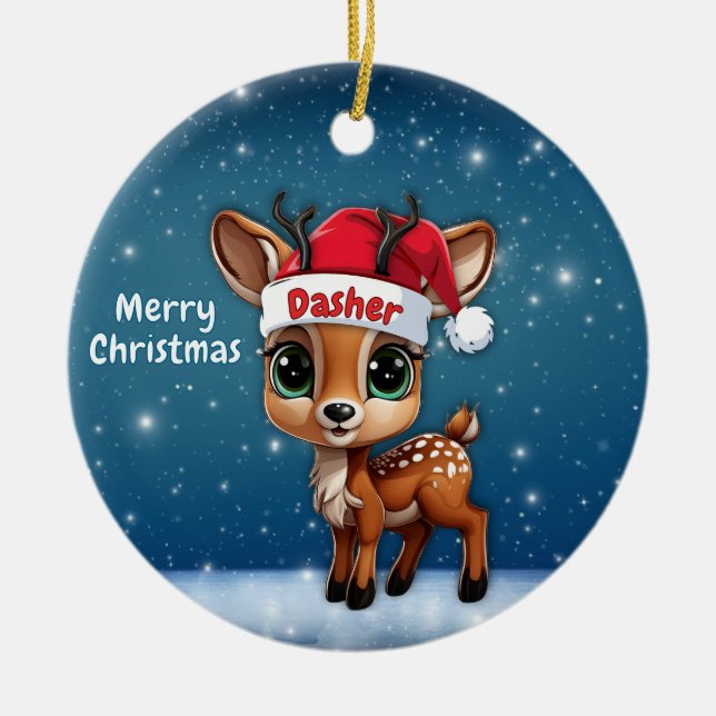 Adorno De Cerámica Dasher Baby Deer, Fawn, Doe, Reindeer🦌 🎄 (Frente)