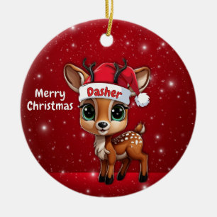 Adorno De Cerámica Dasher Bebé Ciervo, Cria, Cierva, Reno🦌 🎄