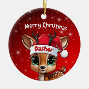 Adorno De Cerámica Dasher Bebé Ciervo, Cria, Cierva, Reno🦌 🎄