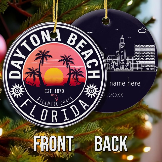 Adorno De Cerámica Daytona Beach Florida Retro Sunset Souvenirs 80 (Subido por el creador)